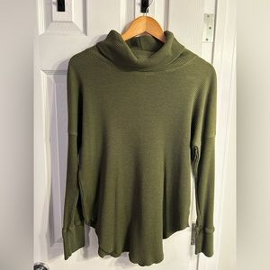 TNA waffle cowl-neck shirt, green
